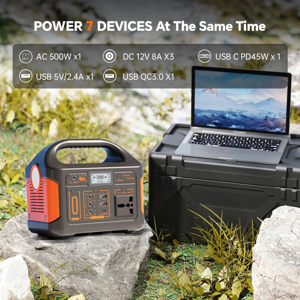 Gaiaray 500W 300W Portable Power Station AC 110V Solar Generator LiFePO4 Battery UPS Emergency Charging Station For Camping Home