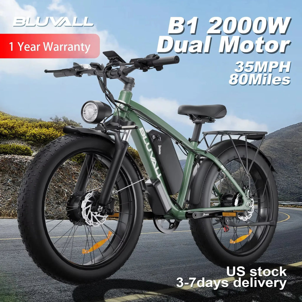 Moobelo M1 2000W Dual-Motor E-Bike 48V 22.4ah Fat Tires Full Suspension CE Certified US Warehouse Snow Beach Urban Riding Ebike