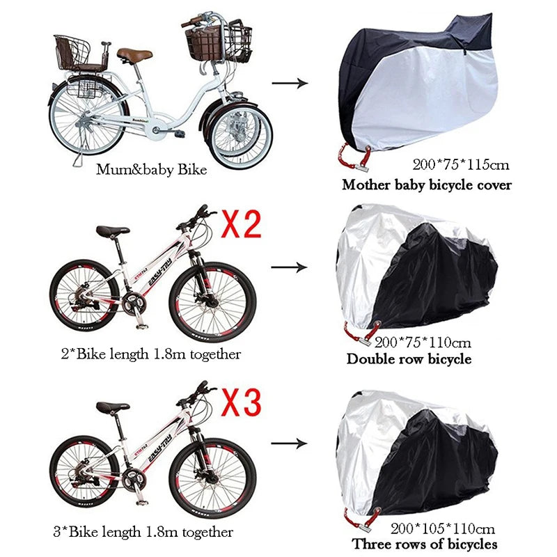 Bicycle Cover For Large Size Mum&Baby Cycling Protective Anti-dust Case Sunscreen Waterproof Durable MTB Bike Covers Accessories