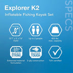 Inflatable 68309EP Excursion Pro K2 Inflatable Kayak Set: Includes Deluxe 86in Kayak Paddles and High-Output Pump – - NEW