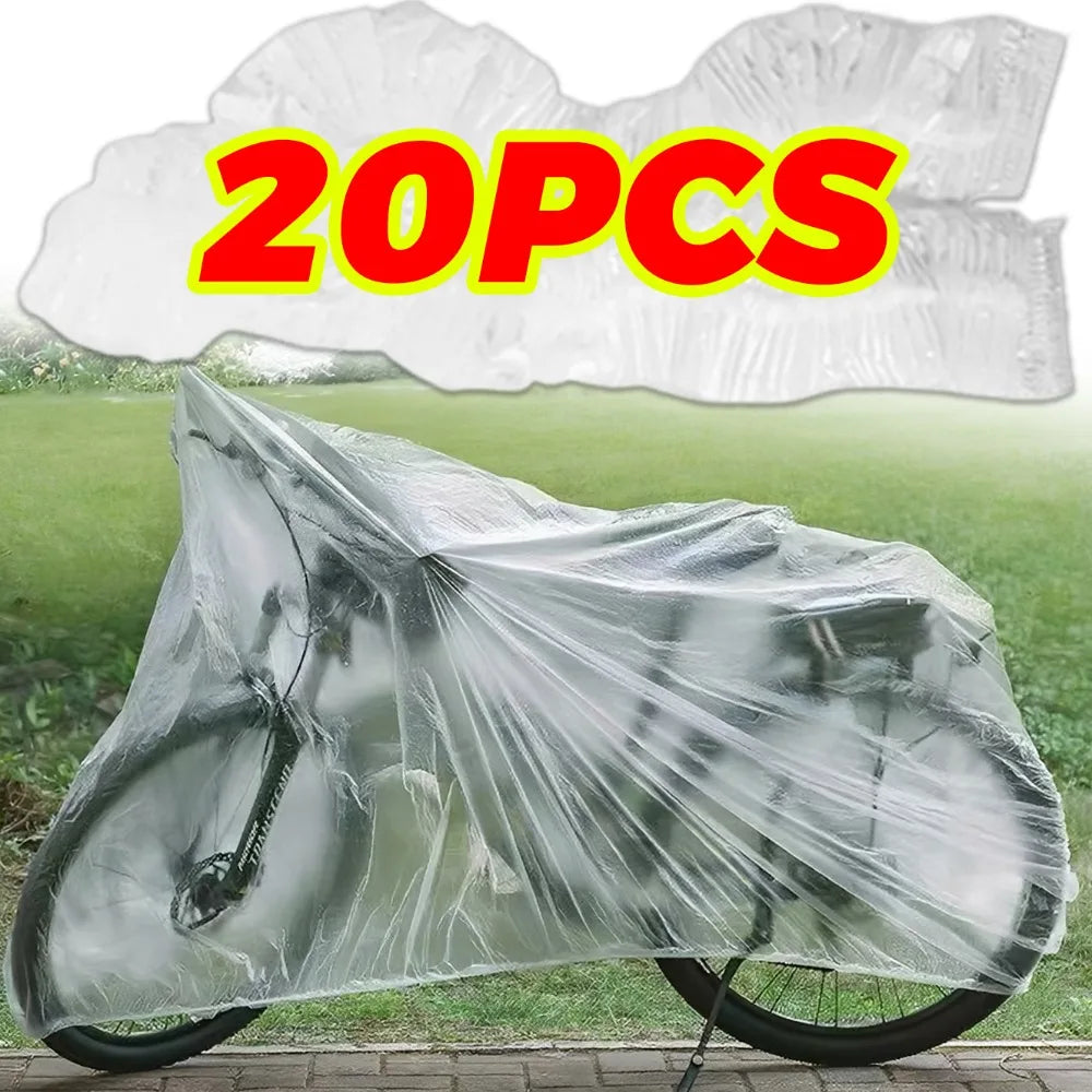 Clear Plastic Bicycle Cover Portable Outdoor All Season Full Protection Waterproof Dust UV Snow Shield for Mountain Bike E-bike