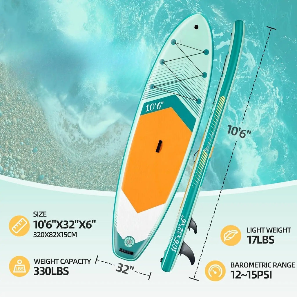 H-Inflatable Stand Up Paddle Boards with Premium Accessories, Wide Stable SUP Paddle Board Design, Non-Slip Comfort Deck Stand