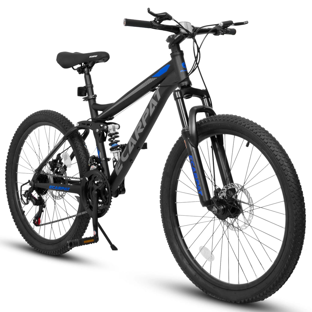 Ecarpat Dual Full Suspension Mountain Bike 24/26/27.5 Inch, Mens Women Teenagers Boy Girl Mountain Bike, 21-Speed