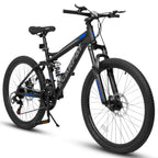 Ecarpat Dual Full Suspension Mountain Bike 24/26/27.5 Inch, Mens Women Teenagers Boy Girl Mountain Bike, 21-Speed