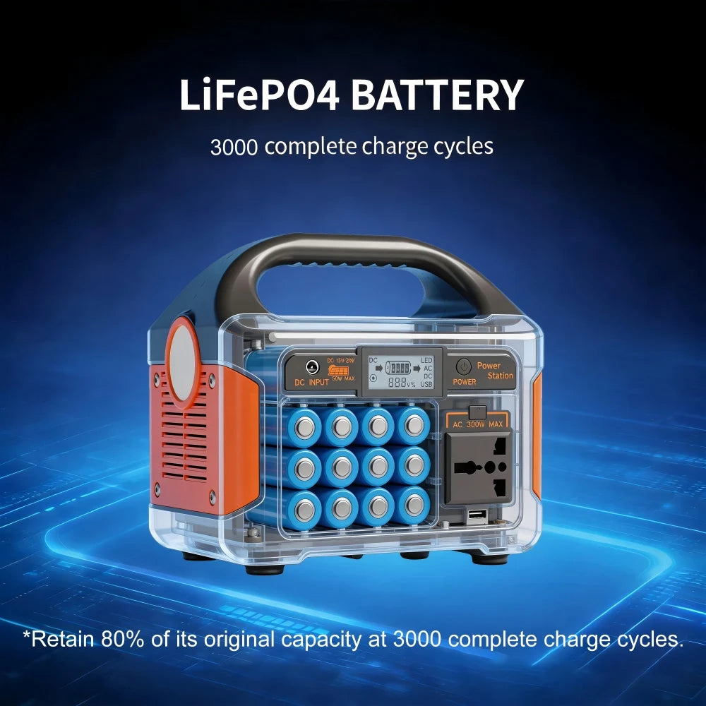 Gaiaray 500W 300W Portable Power Station 460.8Wh LiFePO4 Battery Charging Station 110V Solar Generator Emergency Power Bank for Camping Travel