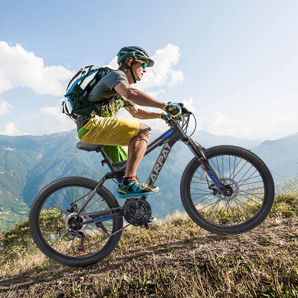 Ecarpat Dual Full Suspension Mountain Bike 24/26/27.5 Inch, Mens Women Teenagers Boy Girl Mountain Bike, 21-Speed