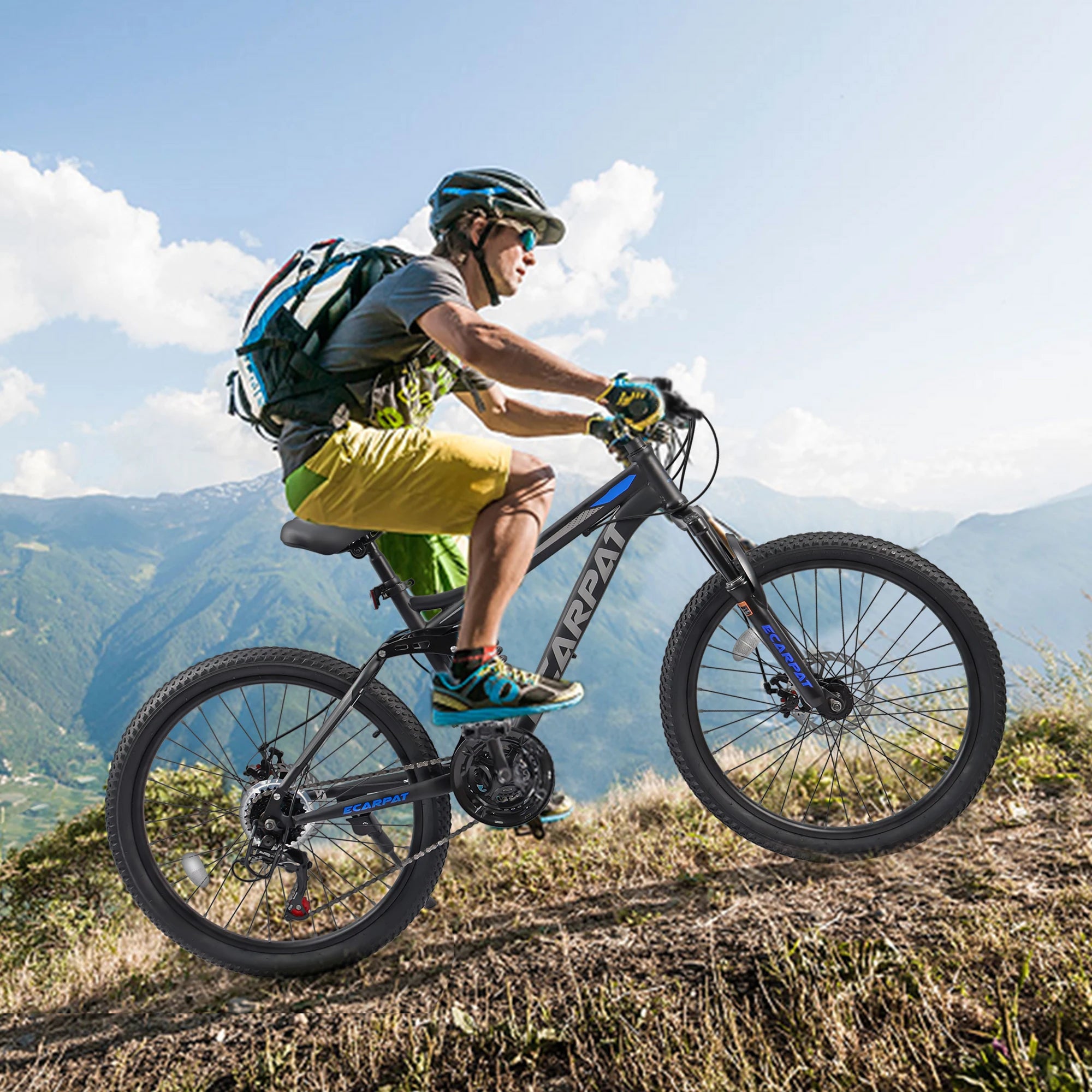 Ecarpat Dual Full Suspension Mountain Bike 24/26/27.5 Inch, Mens Women Teenagers Boy Girl Mountain Bike, 21-Speed