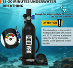 HOUVAN 1L Scuba tank for approximately 75 breaths underwater,compact and portable,suitable for outdoor travel,Unisex,gift choice