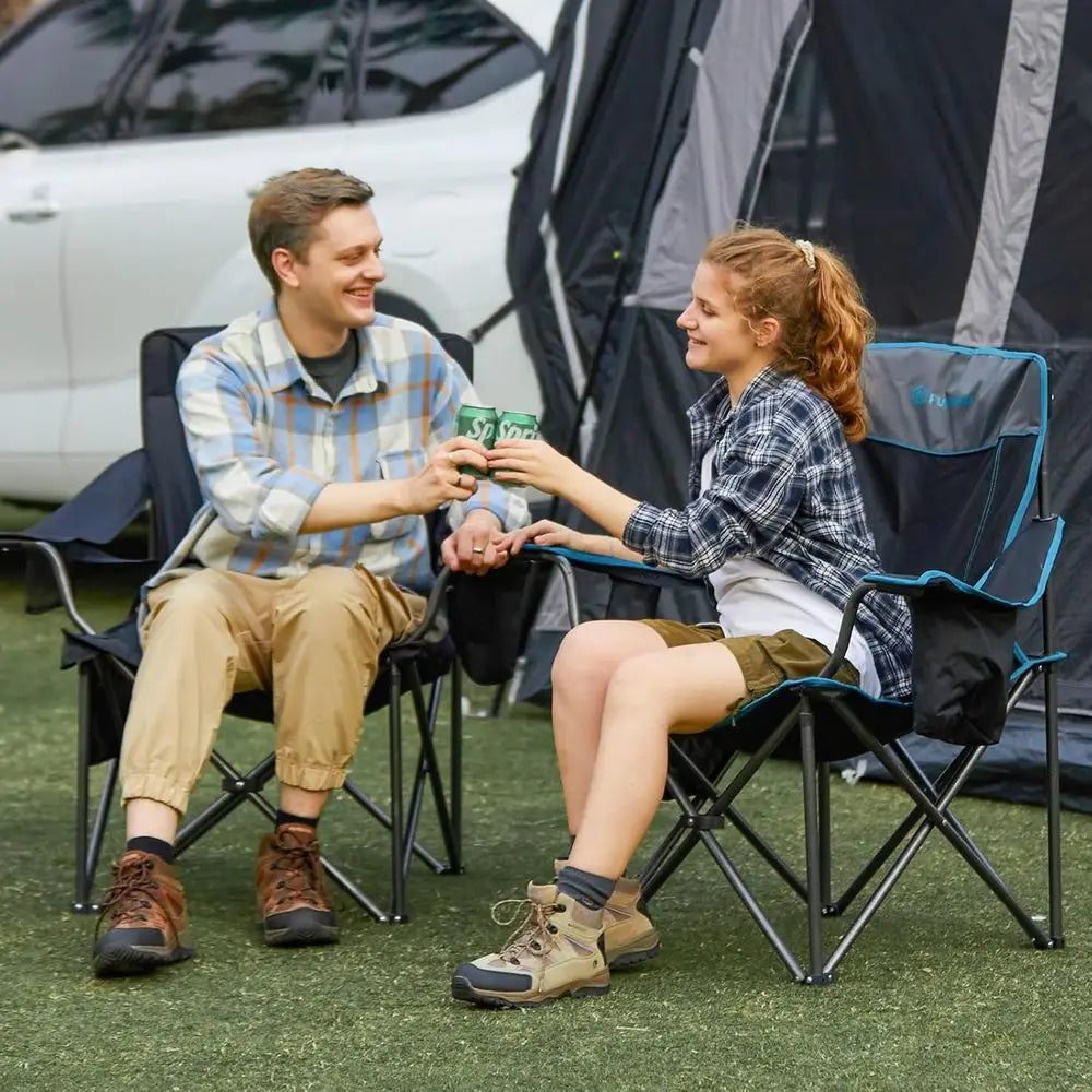 Oversized Camping Chairs for Adults, Heavy Duty Fold Up Sports Games Lawn Chairs, Extra Wide Big Man Outdoor Chairs with Padded