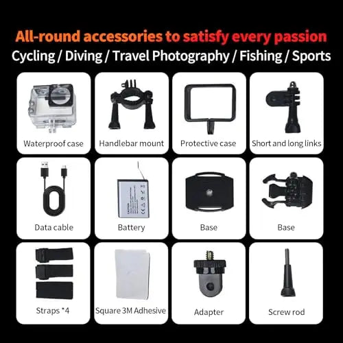 Action Camera,Underwater Camera,5K Ultra Hd Wi-Fi Control,With Eis/Dual Touch Screen,Landscape/Portrait Switching Sports Camera