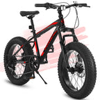 20 Inch Fat Tire Kids Mountain Bike, 4.0" Wide Non-Slip Fat Tires, 7-Speed Disc Brake, Boys Girls Outdoor Kids' Bicycles Gift