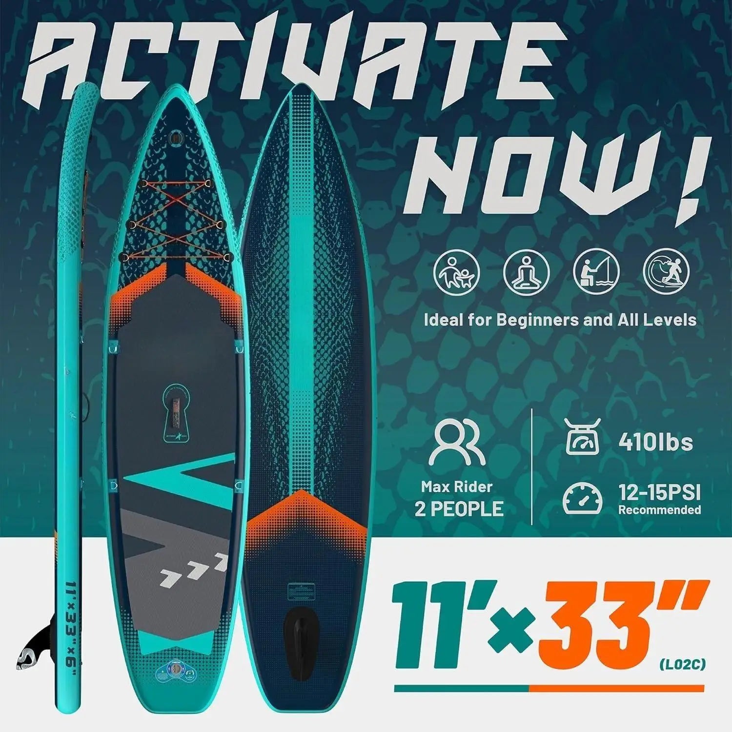 11‘ x 33" / 12’×35" Inflatable Stand Up Paddle Board - Premium SUP Board Kit - Ultra Stable Paddleboard for Adults