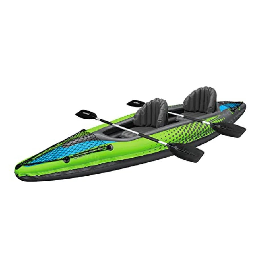 Inflatable Kayak 2 Person Tandem Kayak Recreational Touring Kayak Includes Aluminum Paddles Padded Seats Double Action Pump