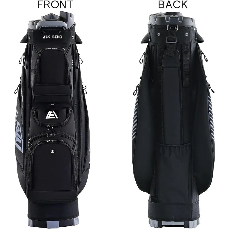 ASK ECHO T-Lock Golf Cart Bag with 14 Way Organizer Divider Top, Premium Cart Bag with Handles and Rain Cover, for Men