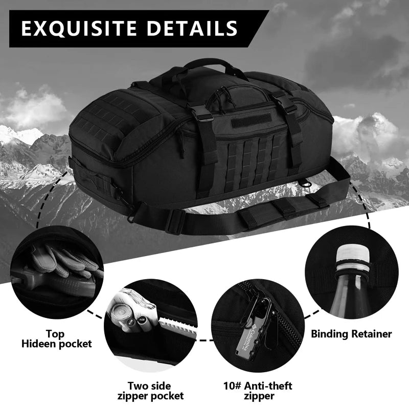 LQARMY 30L 45L 80L Sport Travel Bag Molle Tactical Backpack Gym Fitness Bag Large Duffle Bags for Camping Hunting Fishing