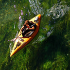 Rubber molded handle | Bungee deck lacing | Inflatable Coaming for Spray Skirt | Paddle holder | Mesh pocket | Spring Valve