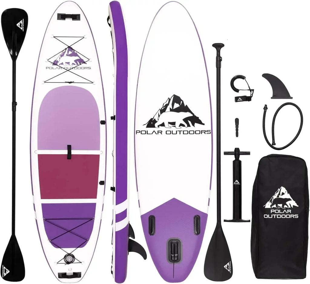 Polar Outdoors by Roc Inflatable Stand Up Paddle Board Premium SUP Paddle Board Wide Stable Design Non-Slip Comfort Deck Youth