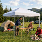 10x10 Pop Up Canopy Tent, Ivory White Steel Frame, Silver-Coated Top UPF50+ Water Resistant, 3 Adjustable Heights (5.8-6.4ft), Includes Sandbags Stakes Ropes Carry Bag for Market Camping Beach