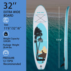 All-Around Inflatable SUP Board 11ft×32in for Adults for Yoga & Fishing on Lakes & Oceans Includes Paddle, Pump, Backpack & fin