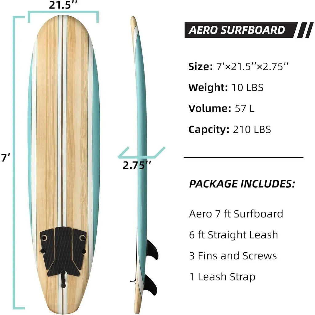7 ft Soft Top Foam Beginner Surfboard for Adults and Kids Perfect Longboard for Surfing Beach Fun and Water Sports Lightweight