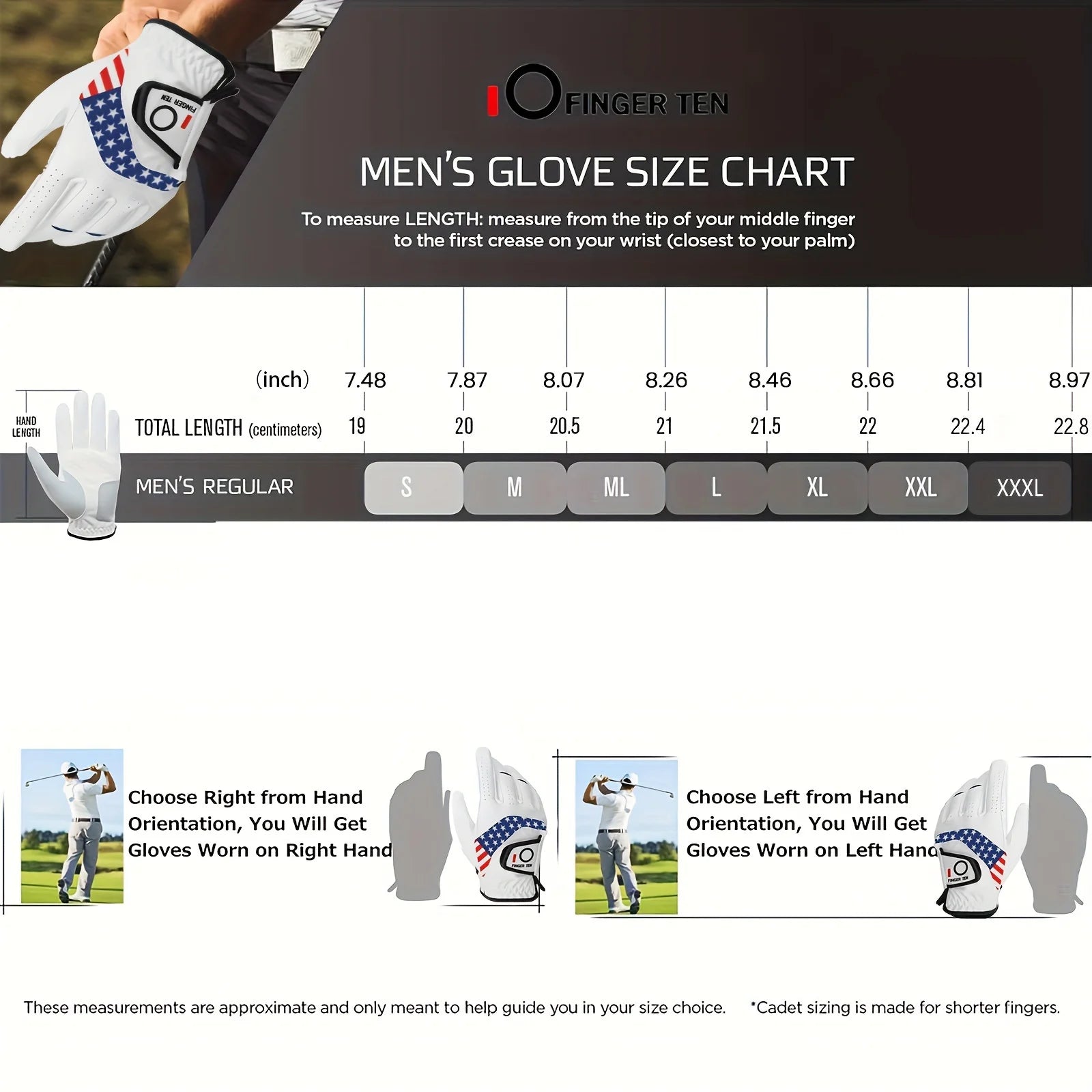 Mens Golf Gloves 2 PCS Left Hand For Right Handed Golfer Leather All Weather Grip Soft Breathable Flexible for Golfers