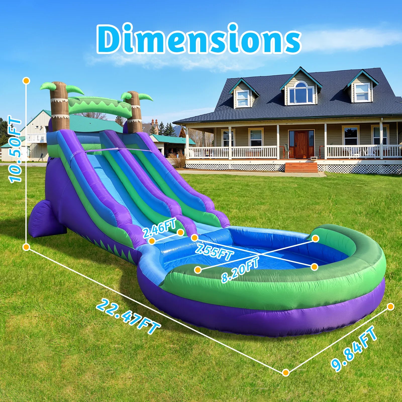 20FT Ultra Climber Kids Inflatable Water Slide Park Heavy Duty For Outdoor Fun  Climbing Wall With Two Slides And Splash Pool