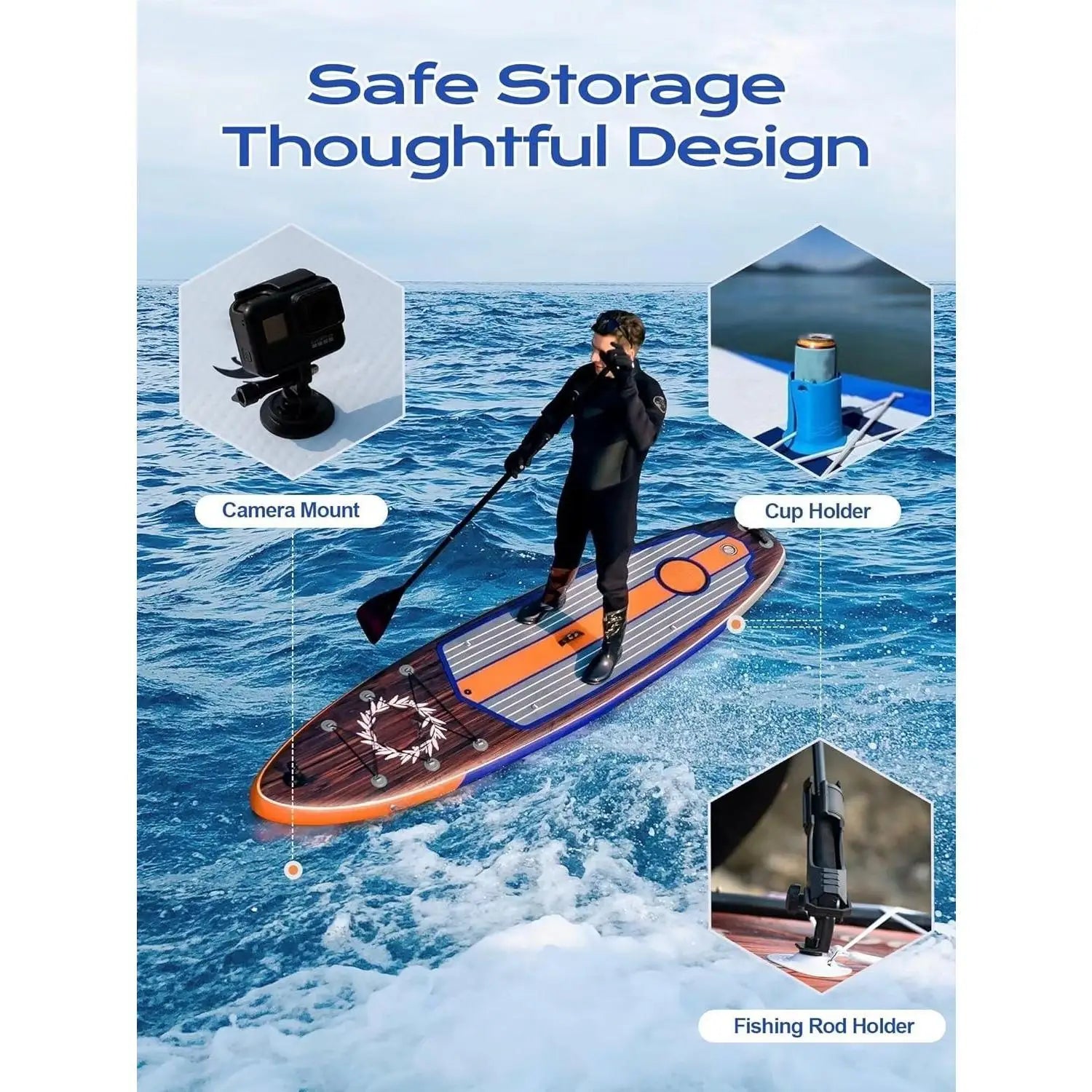 Extra Wide Inflatable Paddle Board, 11' x 34" x 6" Stand Up Paddle Board for Adults, SUP Accessories with Camera Mount