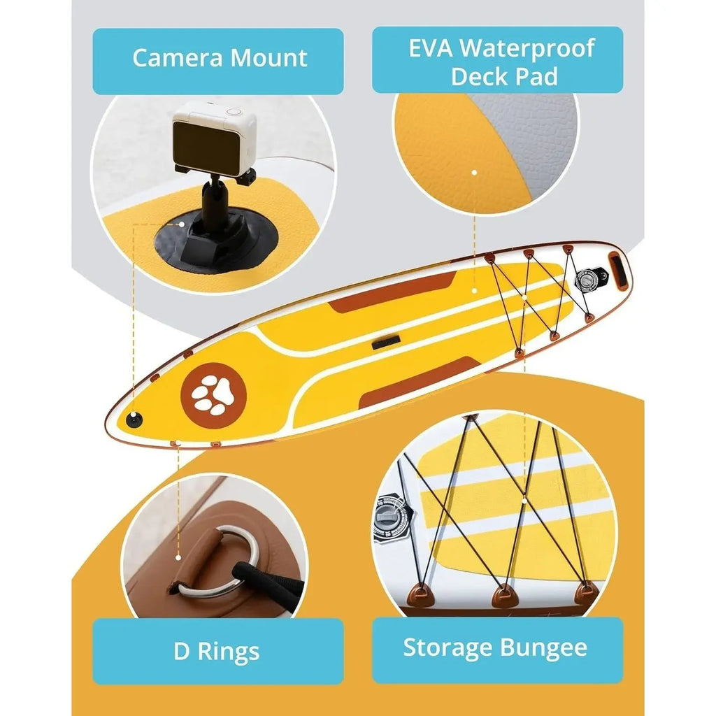 W_Inflatable Stand Up Paddle Board, 10'6" SUP Non-Slip Stable Deck Pad, Unique Center Fin, Premium Accessories