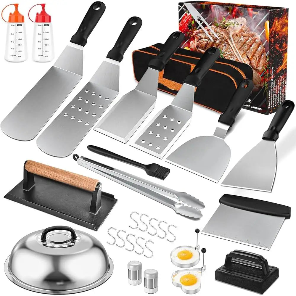 29PC Griddle Accessories Set Heavy Duty BBQ Tools Camping Grilling Kit