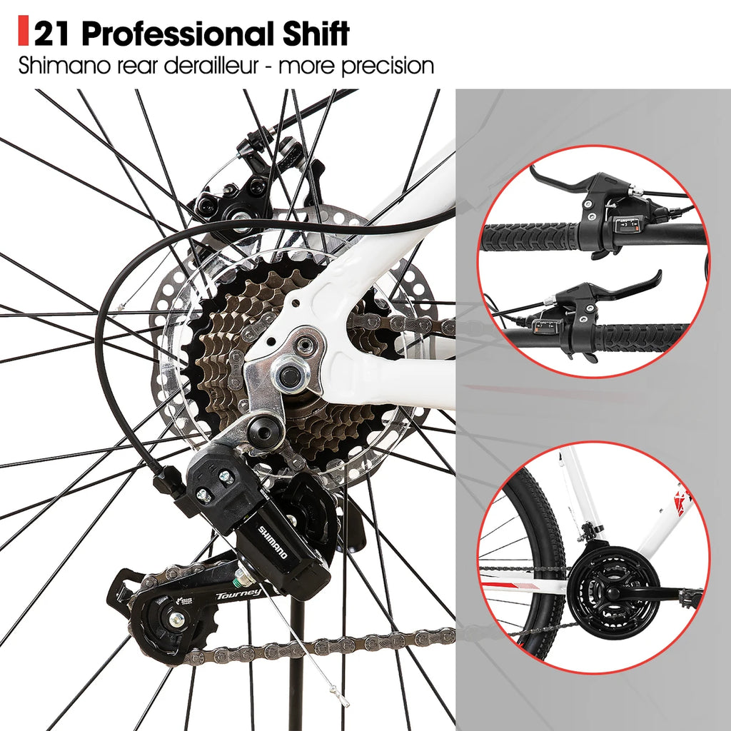 Hiland 20 26 27 Inch Mountain Bike for Women, 21 Speed with Lock-Out Suspension Fork