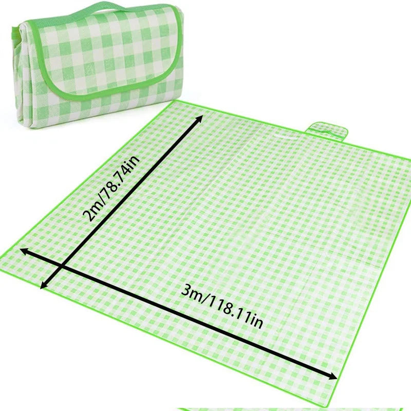 Waterproof Picnic Mat  - Ins Style Outdoor Blanket, Portable, Dirt-Proof, for Beach, Camping, Park, Easy Fold (Blue/Checke
