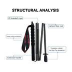 2PCs Trekking Poles Carbon Fiber 115g Ultra-Light Hiking Poles Camping Stick Foldable Walking Cane Travel Outdoor Gear Equipment