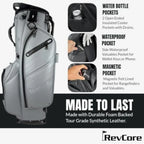 Upgraded Hybrid Luxury Golf Stand Bag, Tour Grade Synthetic Leather w/ScratchGuard, 14 Way Dividers, 2 Cooler Pockets