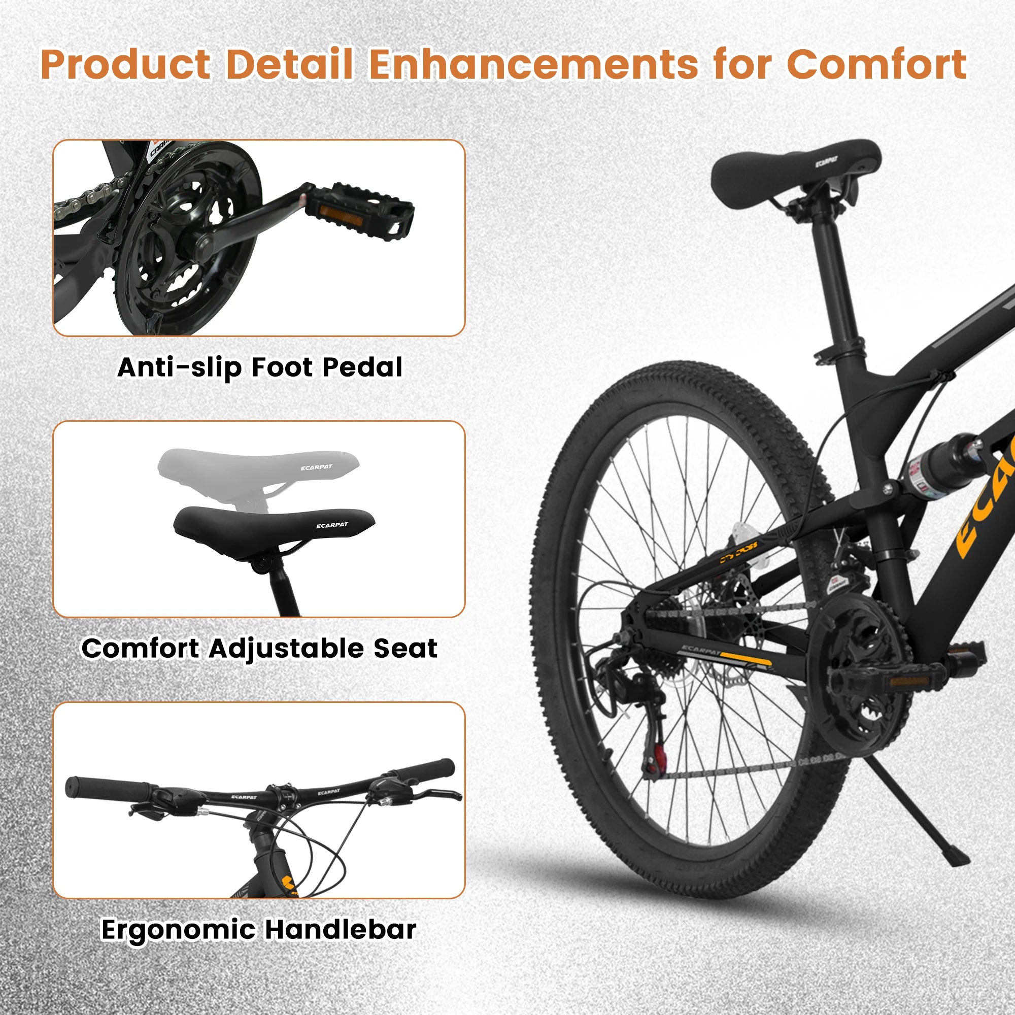 24/26 Inch Mountain Bike Full Suspension, 21 Speed Mountain Bicycle with Steel Frame and Double Disc Brakes, MTB Bike for Kids, Teenagers Adult Men Women