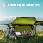 Night Cat Pop-up Camping Tent: 1 Person Tent Waterproof Instant Easy Setup Tunnel Tent Fits for Camping Cot (Excluded)