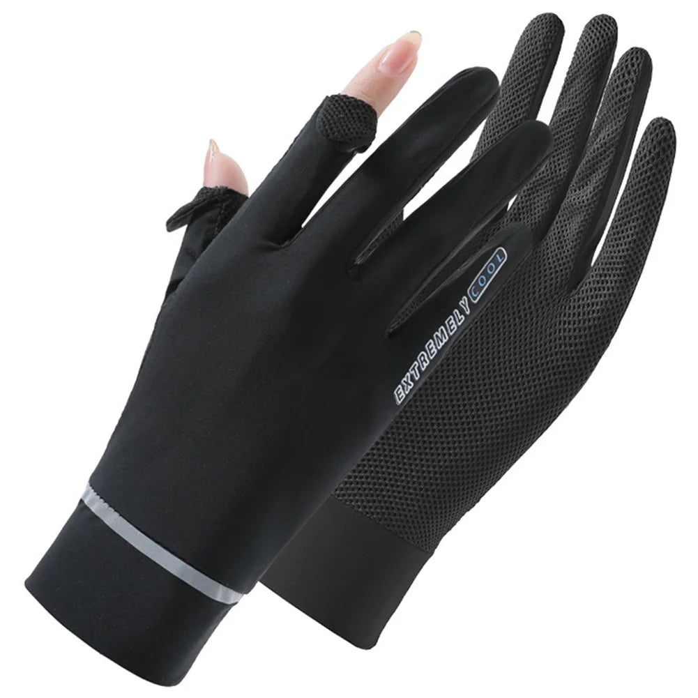 Lady Sunscreen Ice Silk Gloves Cycling Gloves Breathable Motorcycle Gloves Bicycle Gloves for Golf Driving Riding Fishing Hiking