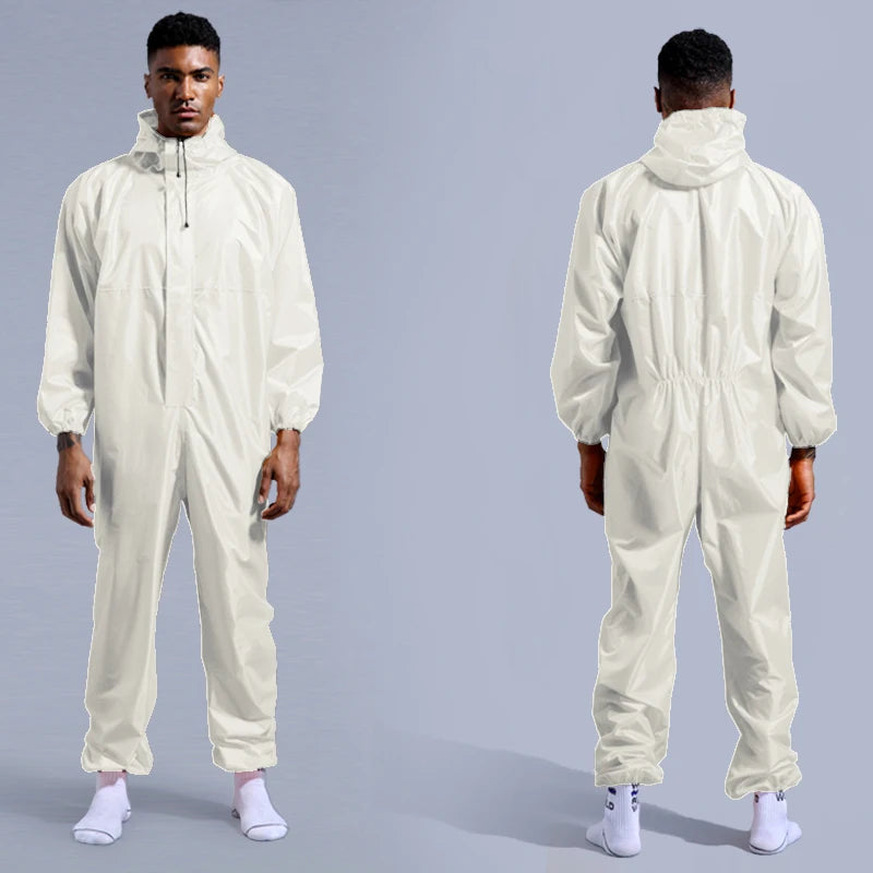 One-piece Raincoat Men Waterproof Jumpsuit One-piece Rain Poncho Women Seamless Raincoat All-in-one Rain Gear Hooded Rain Suit