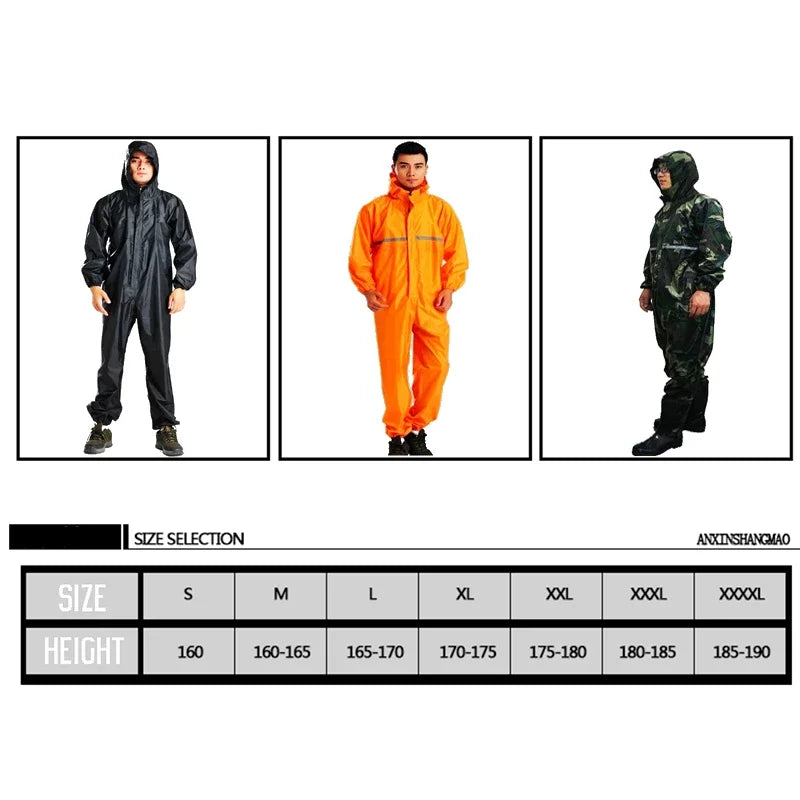 One-piece Raincoat Men Waterproof Jumpsuit One-piece Rain Poncho Women Seamless Raincoat All-in-one Rain Gear Hooded Rain Suit
