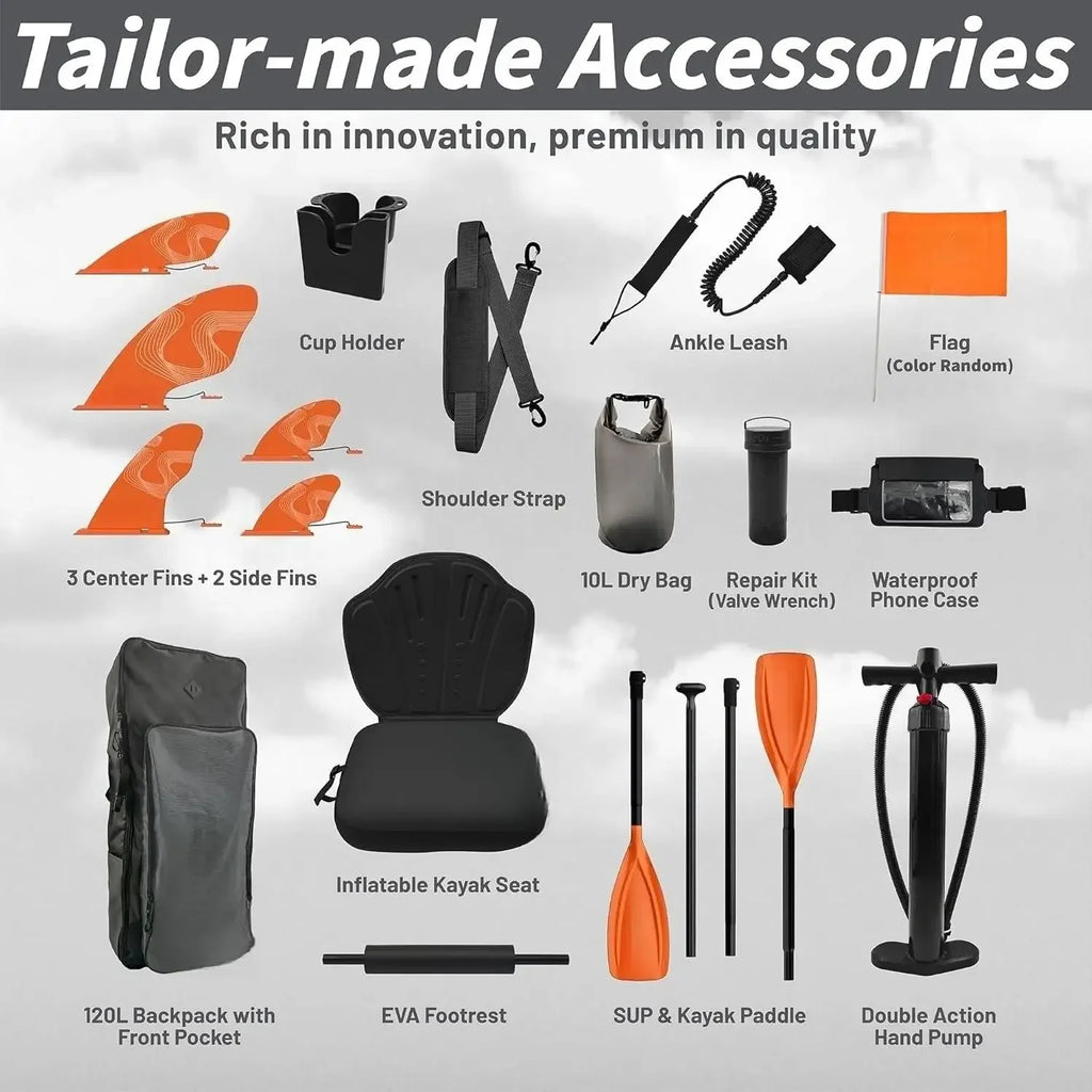 11‘ x 33" / 12’×35" Inflatable Stand Up Paddle Board - Premium SUP Board Kit - Ultra Stable Paddleboard for Adults