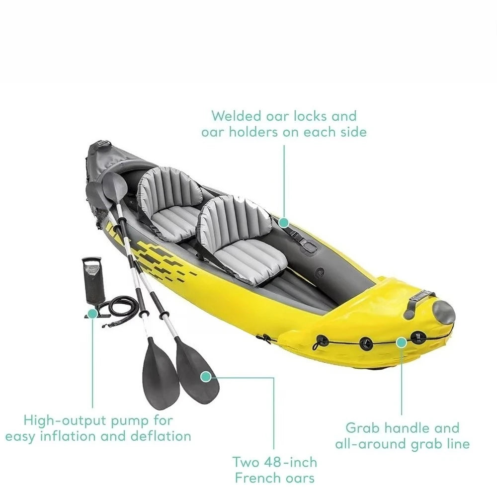 Unique features upgrade !K2 Inflatable Kayak Set: Includes Deluxe 86in Aluminum Oars and High-Output Pump