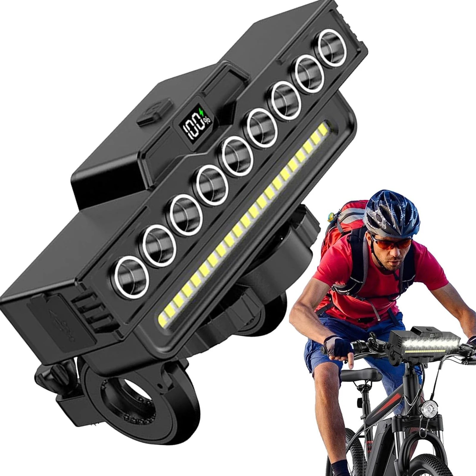 9 LED High Brightness Bike Light 7 Modes Front Warning Flashlight IPX5 Waterproof 2In1 Bicycle Lights Outdoor Cycling Equipment