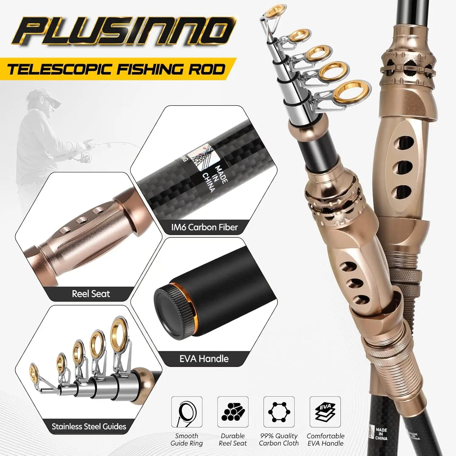 Fishing Rod and Combos Carbon Fiber Fishing Pole with Combo Sea Saltwater Freshwater Kit Fishing Rod Kit