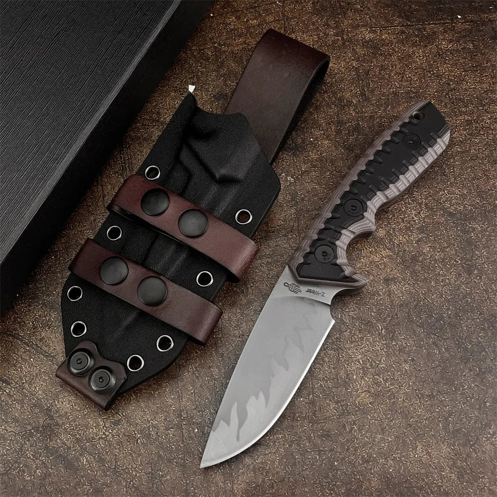 High-Quality Outdoor Multi-Purpose Fixed-Blade Knife D2 Steel Blade with G10 Handle Camping Self-Defense Carry Christmas Gift