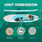 Portable Inflatable Stand Up Paddle Board 10'6"×32"×6", Premium PVC, Full Kit for Adults/Youth