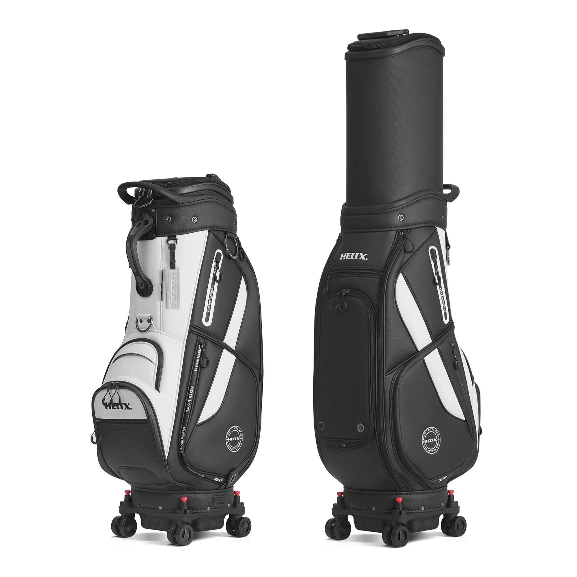 HELIX Golf Bag with 4 Wheels and Protective Retractable Cover Golf Travel Bag Durable