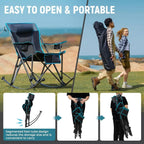 W_Rocking Camping Chair, 2 Pack High Mesh Back Portable Folding Camp Chairs with Pillows, Cup Holder and Carry Bag for Lawn