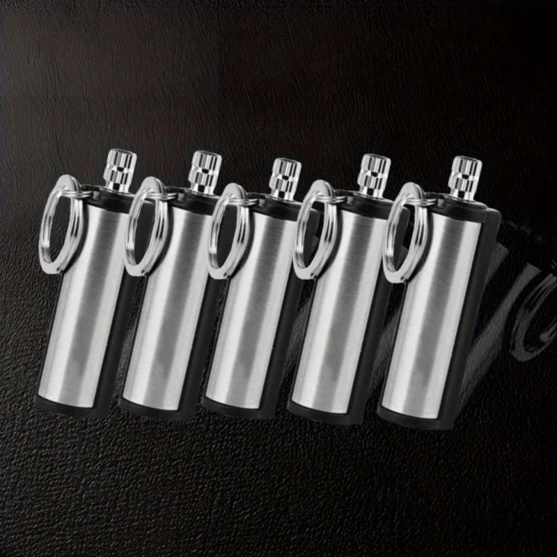 5PCS Metal Fuel Lighters, Emergency Rescue Multifunctional Keychains, Fire Starters, Outdoor Camping Equipment Tools