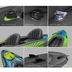 Inflatable Kayak 2 Person Tandem Kayak Recreational Touring Kayak Includes Aluminum Paddles Padded Seats Double Action Pump