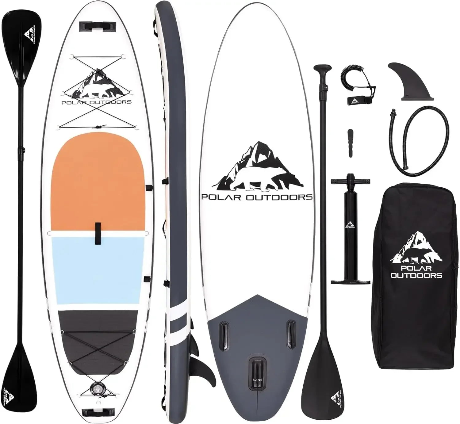 Polar Outdoors by Roc Inflatable Stand Up Paddle Board Premium SUP Paddle Board Wide Stable Design Non-Slip Comfort Deck Youth
