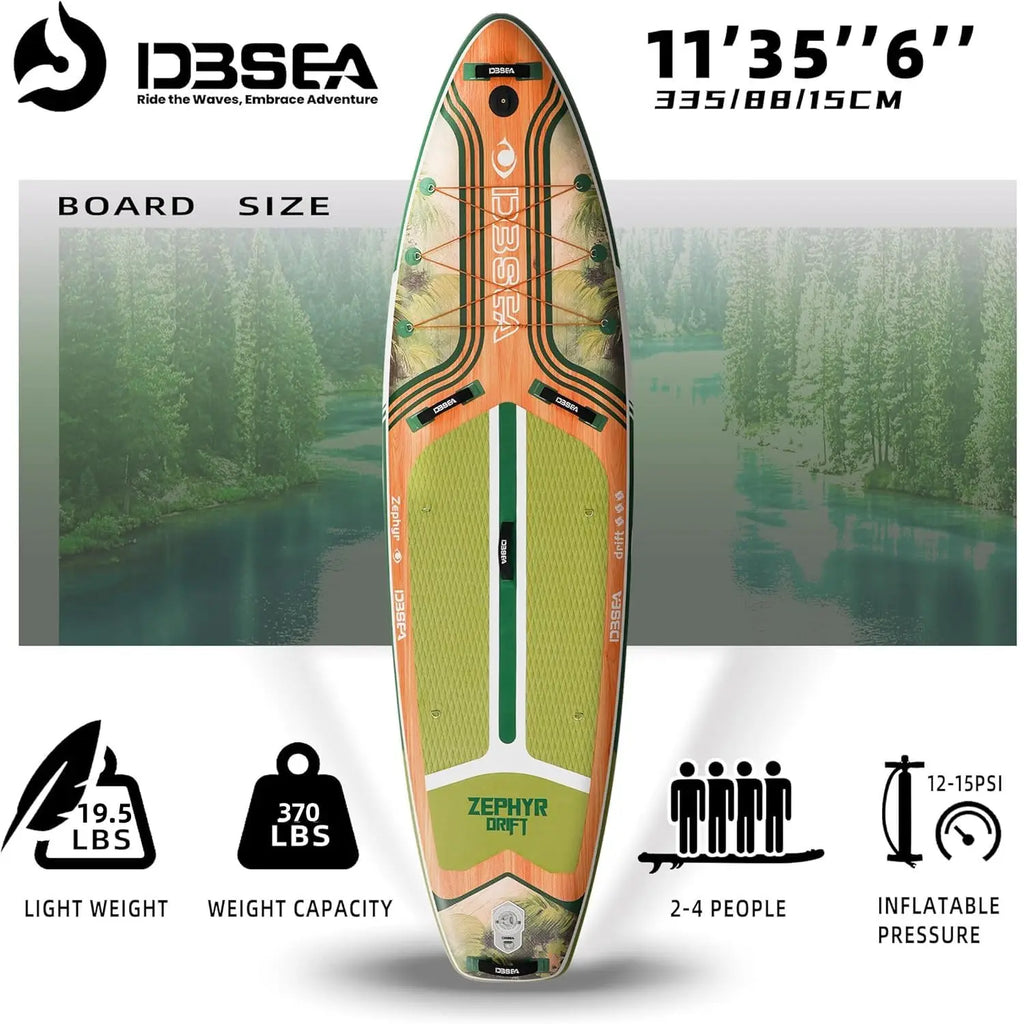 Genreen 11ft Inflatable Paddle Board Stand up Paddle Board with Premium SUP Accessories